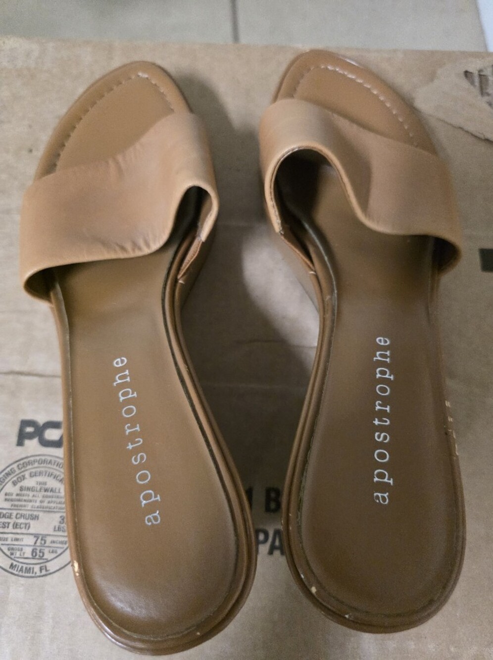Apostrophe Women's Tan Slide Sandals